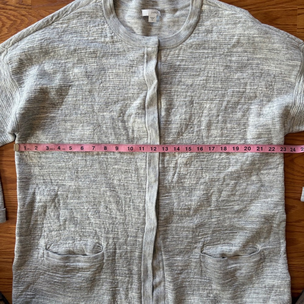 J Jill Gray Open Front Long Cardigan Sweater Duster XL Minimalist Cotton - Picture 7 of 9